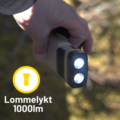 3-i-1 Flått/Myggjager, 9600 mAh powerbank og lommelykt